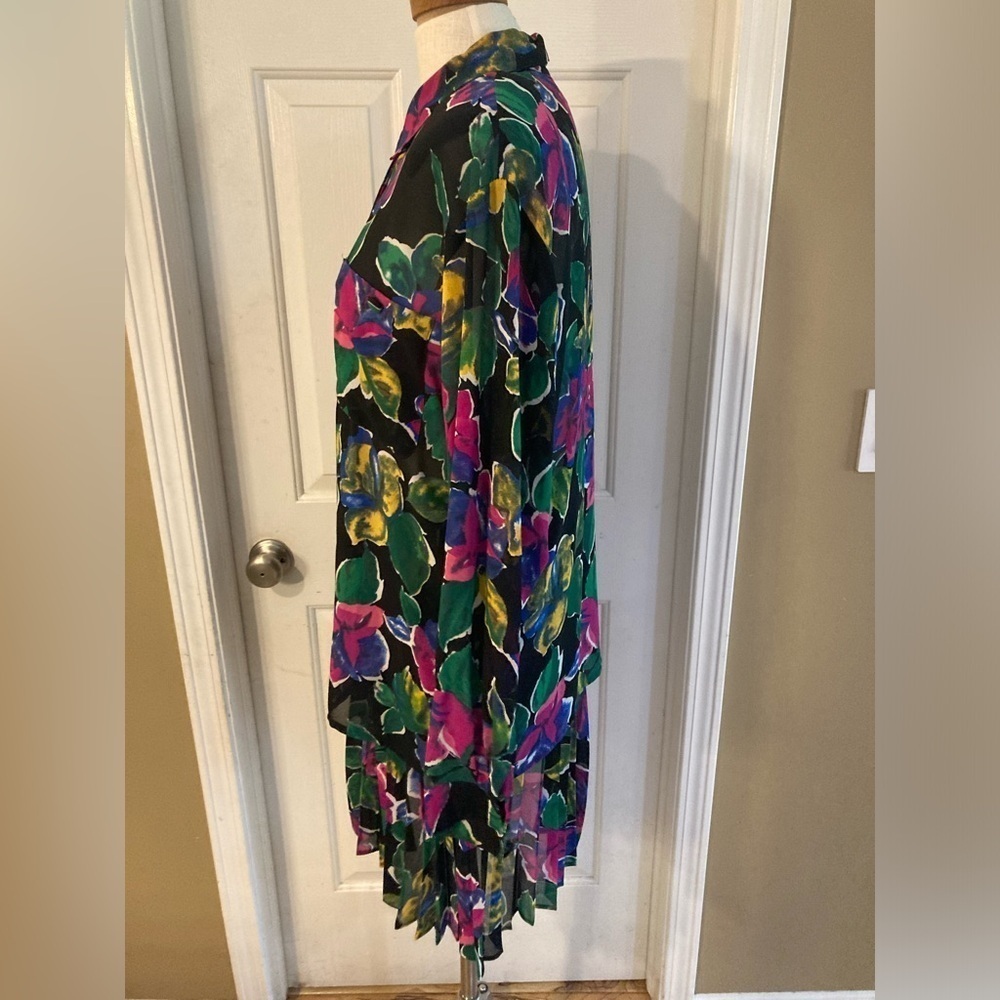 Vintage 2 piece blouse set skirt and top floral - Picture 5 of 13